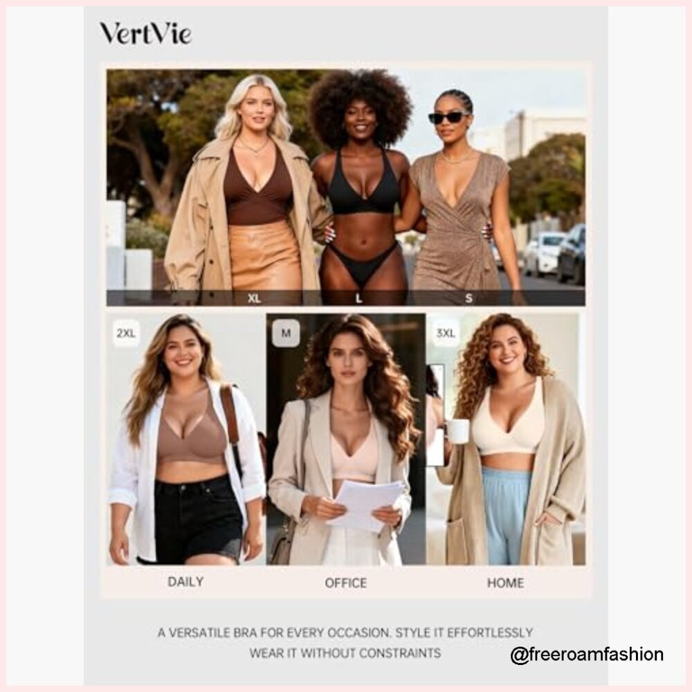 Wireless Push Up Plunge Bra Seamless Full Coverage Bralette Supportive View 6